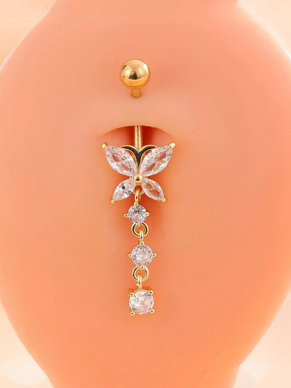 Women's Stainless Steel Cz Belly Ring Set, All Seasons, Butterfly Heart Design, Sexy Navel Piercing Jewelry, Belly Button Jewelry, Body Jewelry, Body Jewellery, Valentine's Day Gift Idea