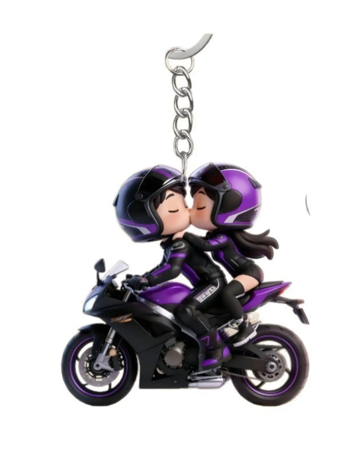 2D Plane Love Couple Motorcycle Cute Keychain, Unique Gift for Couples, Durable Design, Perfect Accessory for Motorbike Enthusiasts