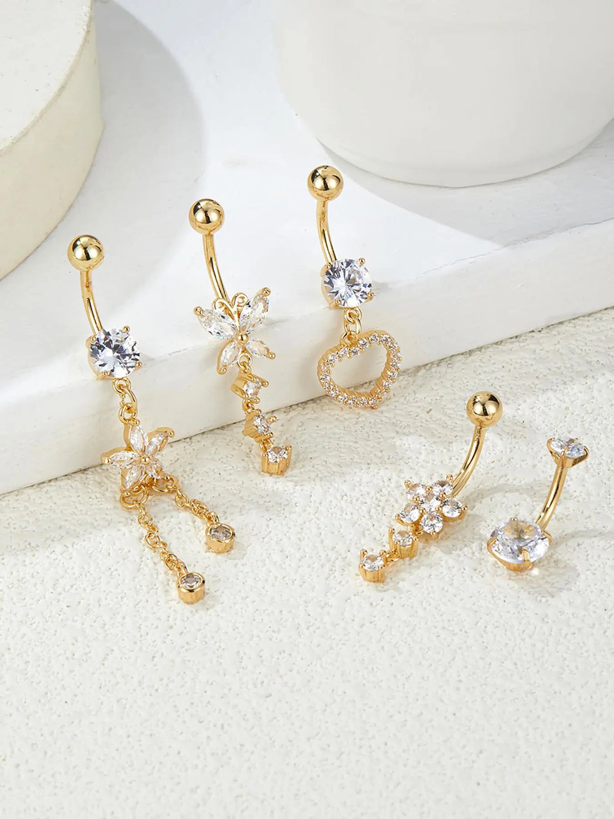 Women's Elegant Rhinestone Decorated Belly Rings, Navel Piercing Jewelry, Trendy Belly Button Jewelry, Fashion for Daily Wear & Party, Versatile Exquisite Jewelry, Ideal Birthday Gift, Belly Piercings