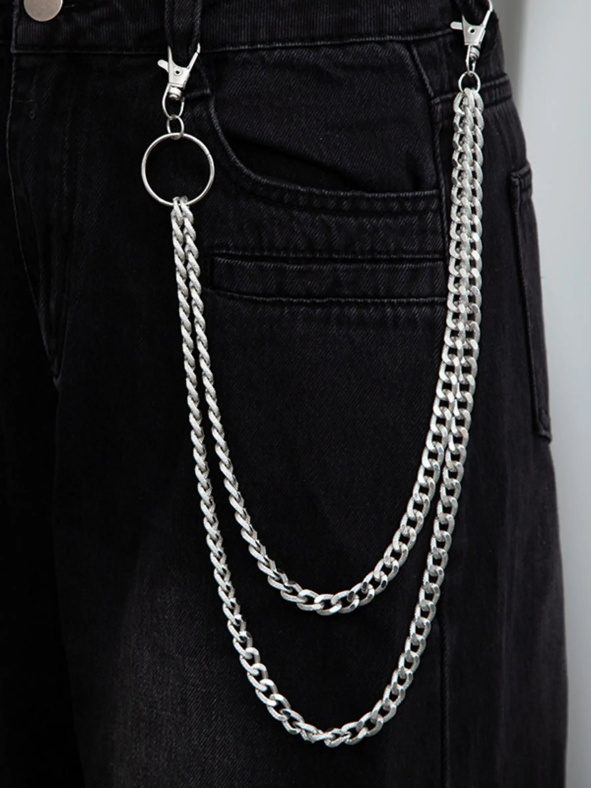 Men's Double Layer Pants Chain, Casual Pants Chain for Jeans Trousers, Pants Chain for Party, Daily Clothing Decor, Pants Chain for Gift, Adjustable Waist Chain, Waist Chain Accessory, Body Jewelry