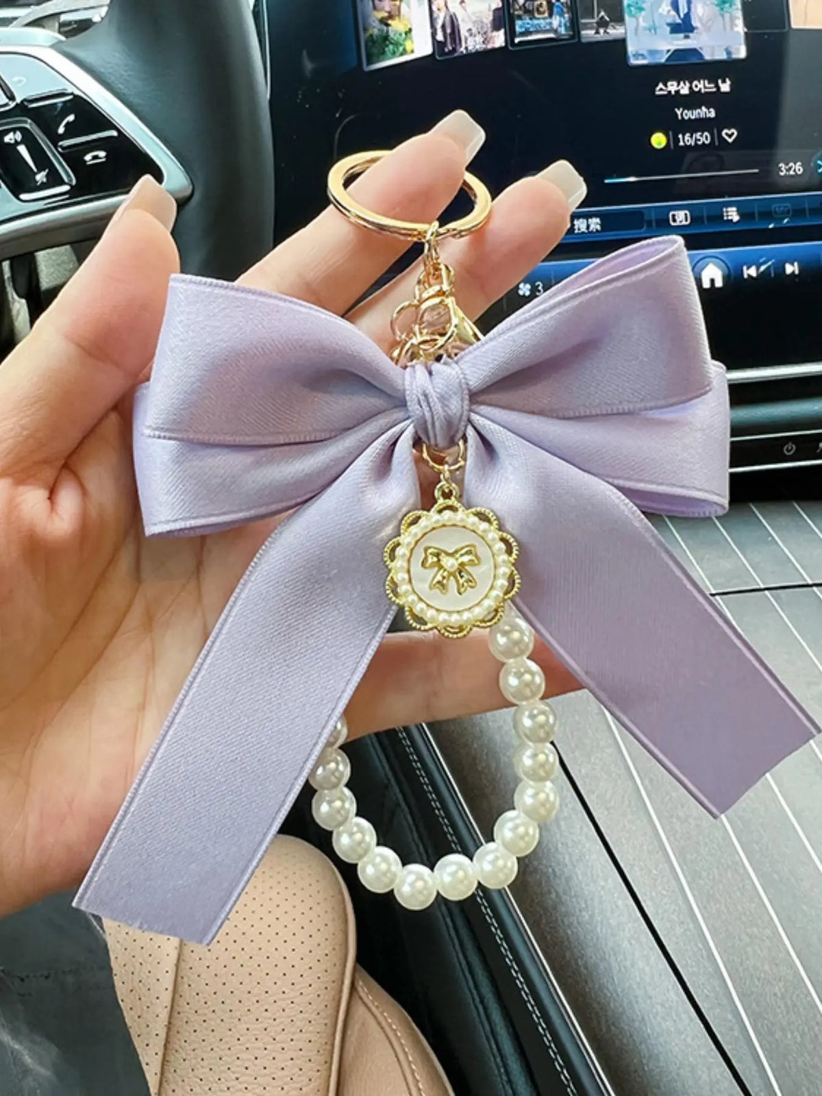 Cute Bow Design Bag Keychain, Faux Pearl Bracelet Keychain, Bag Pendant Keychain, Fashionable Bag Charm for Women & Girls, Cute Keychains