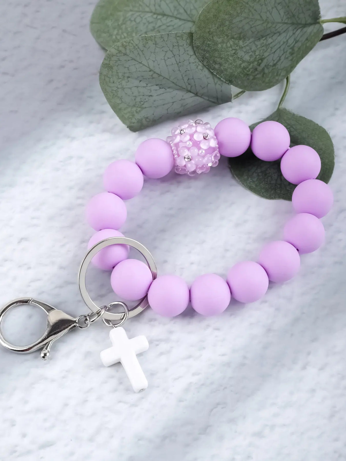 Macaron Cross Beaded Bracelet Keychain, Cute Keychains, Matching Tassel Pendant, Soft Beads Design, Perfect Gift for Friends and Mom, Easter and Thanksgiving Gifts