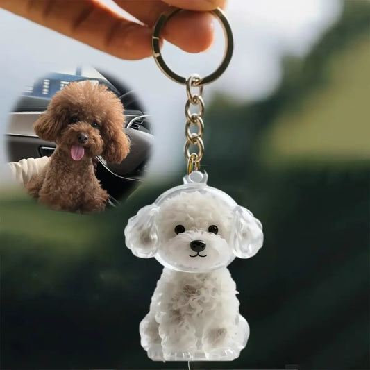 Personalized Acrylic Dog Fur Keychain - 1.7in Mini Sentimental Pet Hair Holder, Simple Fill, Silicone Seal, Compact Water-Resistant Durable ASMR Collectible, Wear Anywhere, Hang on Keys or Bags, Carry Love Everywhere Memorial Gift for Dog Parents
