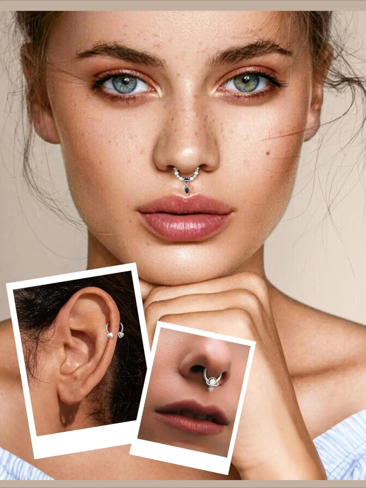 16G 10MM Septum Rings for Women Hypoallergenic Surgical Steel Septum Jewelry Body Jewelry Septum Pierced Ring Heart Butterfly Nose Lip Piercing Hinged Nose Hoop Nose Rings Hoops