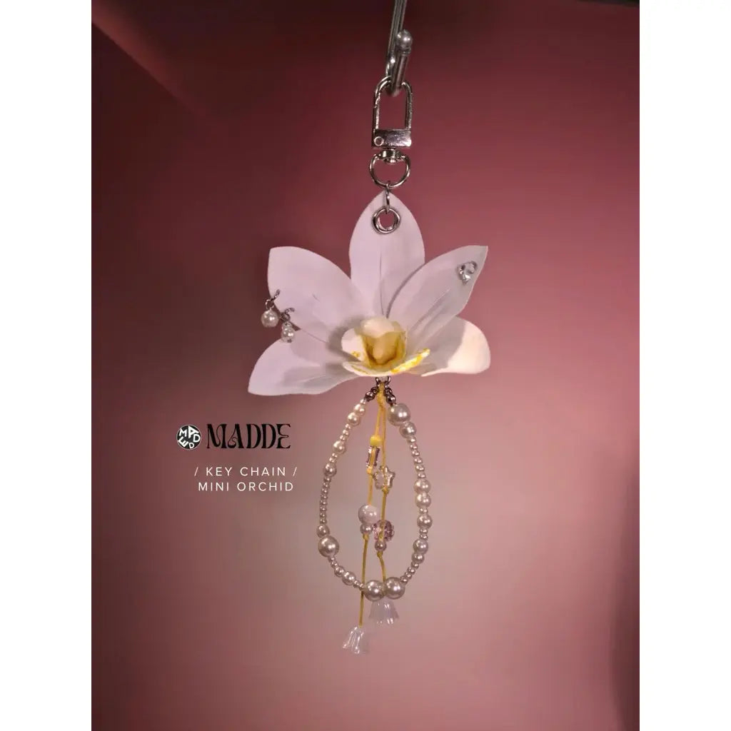 [NEW] Handcrafted Mini Orchid Bag Charm – Cute Floral Keychain