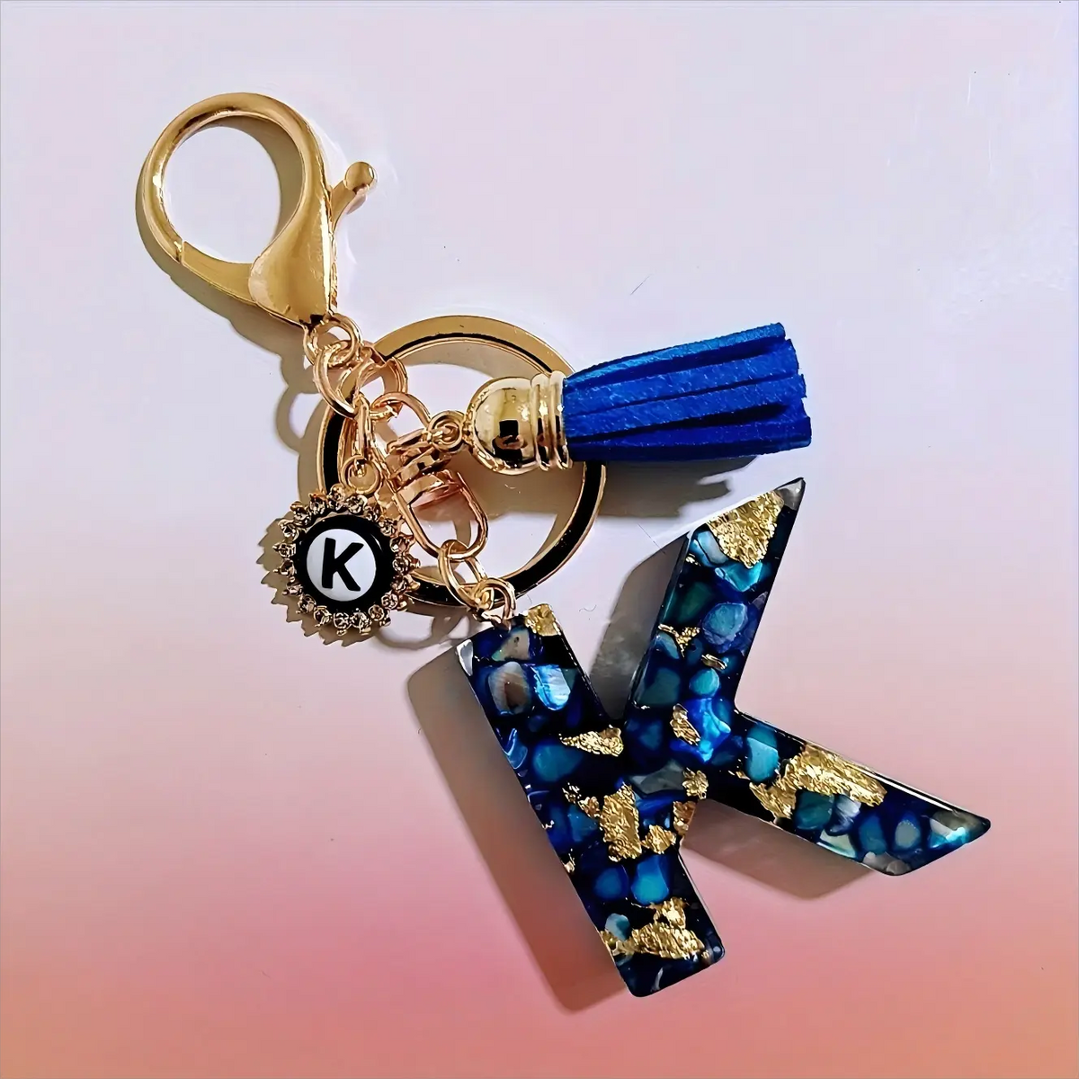 Women's Boho Alloy Alphabet Resin Letter Keychain - Aesthetic Keychain, Evil Eye Graphic, Tassel Accent, Bag Chains, Bag Charm Styling, Car & Purse Accessory