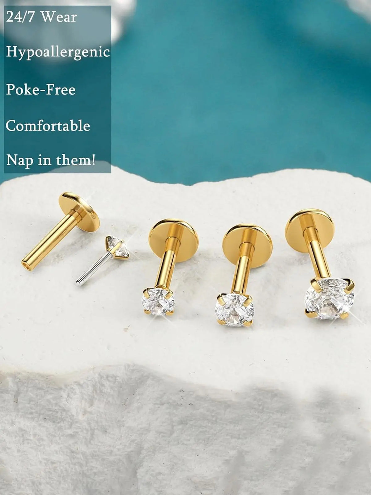 Rhinestone Decor Nose Studs, Stainless Steel Nose Rings, Body Piercing Jewelry for Women & Men, Trendy All-match & Exquisite Jewelry for Birthday Gift, Chic Body Jewelry