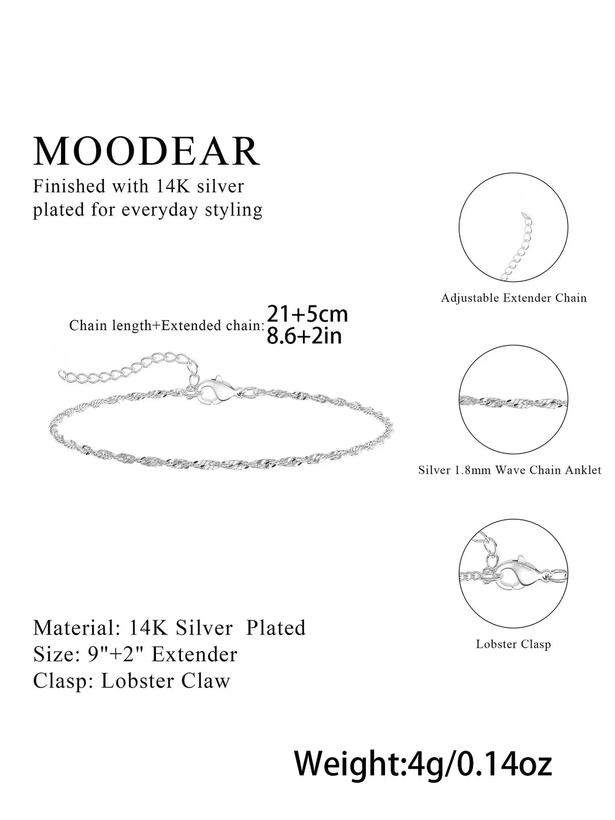 Women's Elegant Silver Color Twist Anklet, Adjustable Geometric Ankle Chain, Casual Summer Foot Jewelry, Trendy Gift Idea, Fashionable Accessory