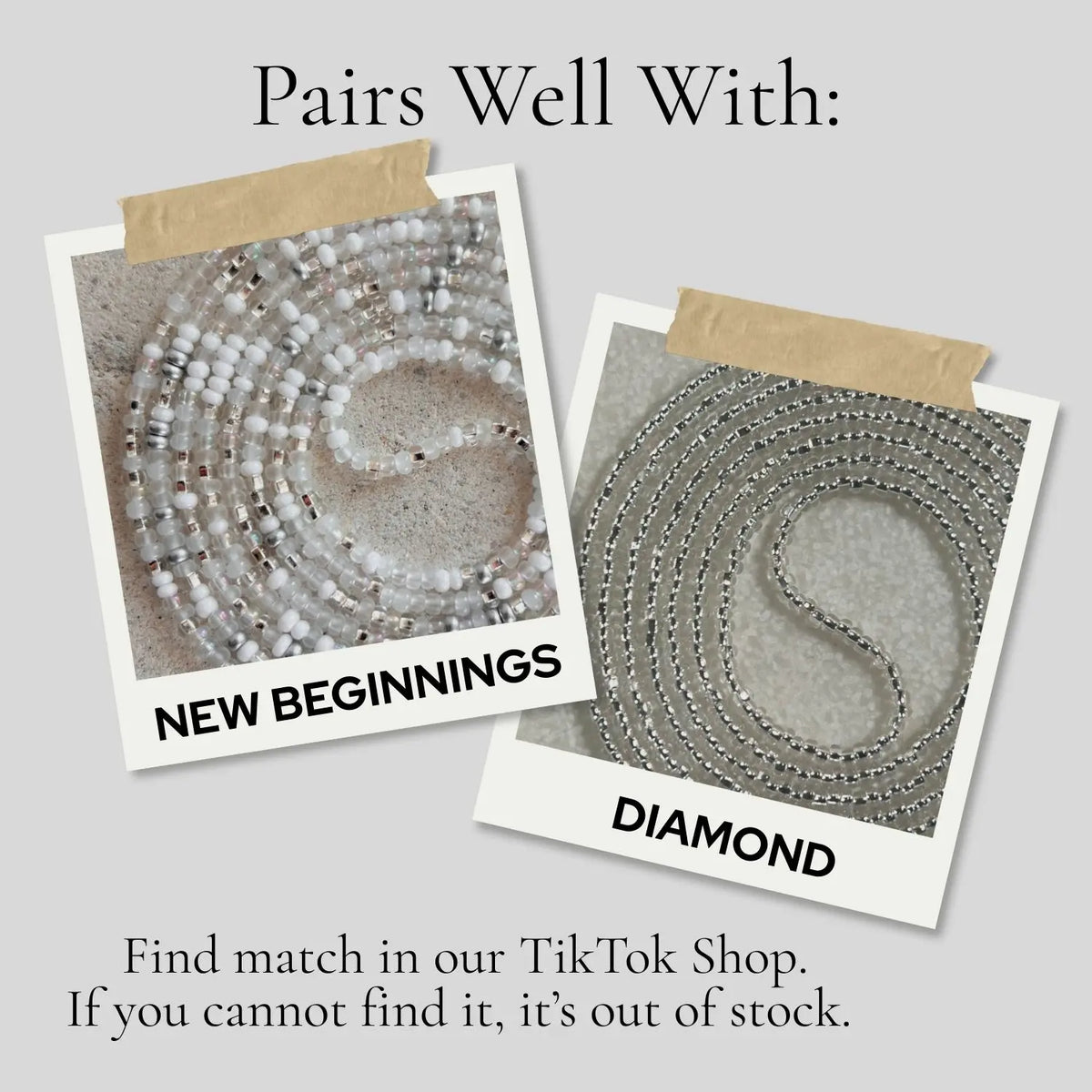 DIAMOND - READ DESCRIPTION! - Tie On Waist Beads - 45 to 60 inches Waistbeads - Silver Waistbeads - Belly Beads - Body Beads - African Waistbeads Made By Venus