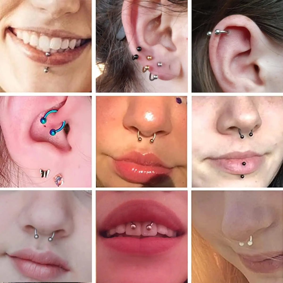 48-Piece Nose Piercing Kit for Women, 14G-18G 316L Stainless Steel Multi-Color Body Jewelry - Horseshoe Hoops, Helix Pierced Ring, Cartilage Stud, Eyebrow Ring, Rose Gold Unisex Septum Accessories
