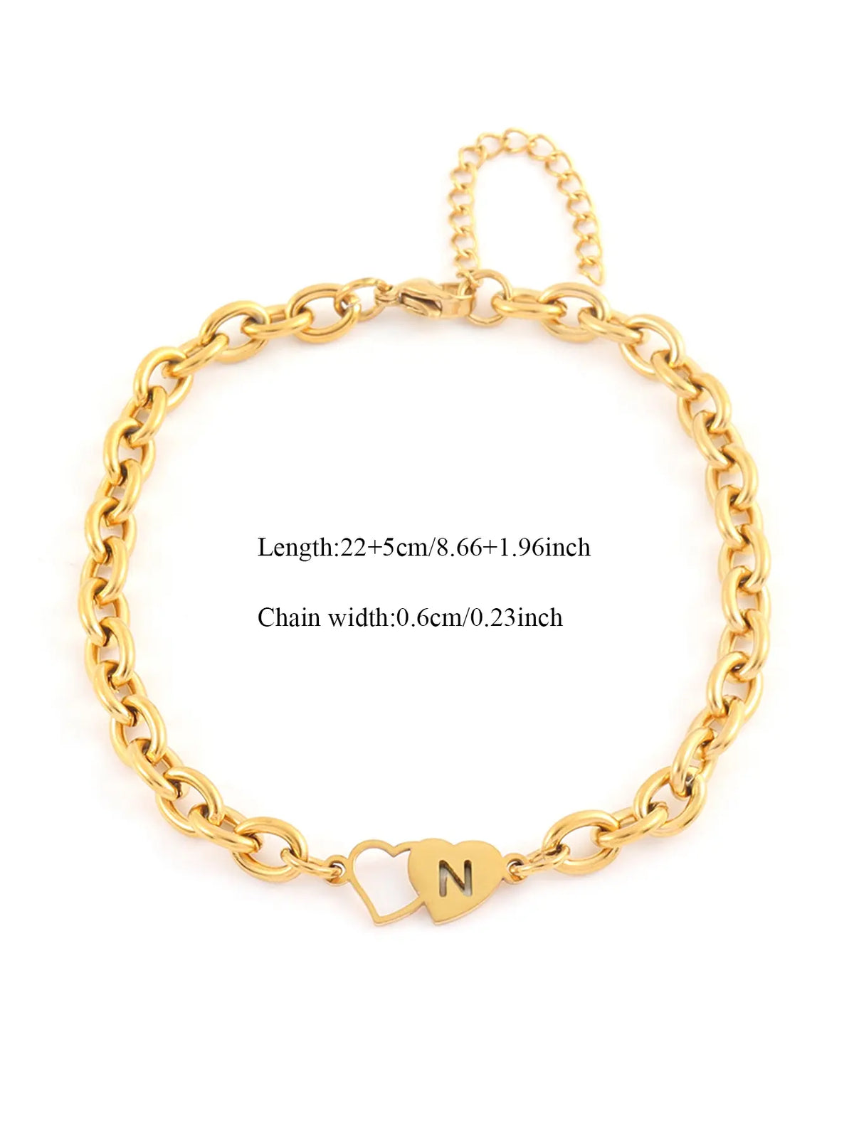 Women's Stainless Steel Ankle Chain, Fashionable Heart Letter Design, Casual Style, All Seasons Wear, No Choking Hazard