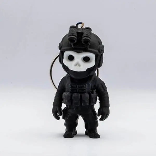 Creepy Cute 3D Printing Gothic Figure Keychain - Quirky Goth Charm with Gothic Ghost Look, Skull Face, Helmet Accent, Funky Collectible Bag Pendant Accessory for Keys, Backpacks