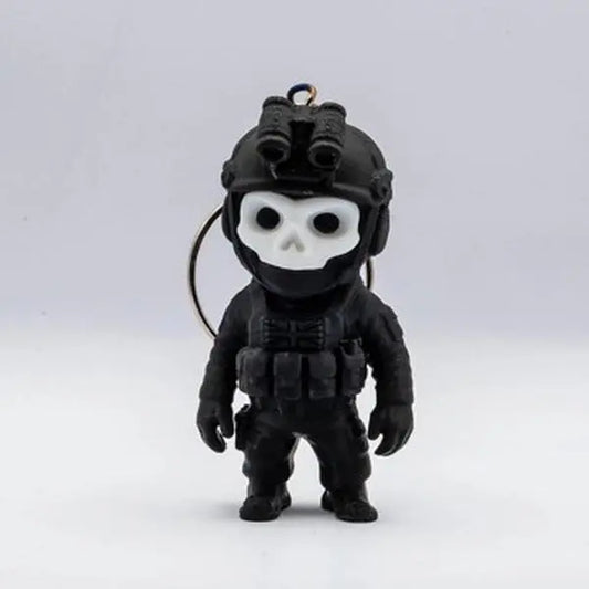Creepy Cute 3D Printing Gothic Figure Keychain - Quirky Goth Charm with Gothic Ghost Look, Skull Face, Helmet Accent, Funky Collectible Bag Pendant Accessory for Keys, Backpacks