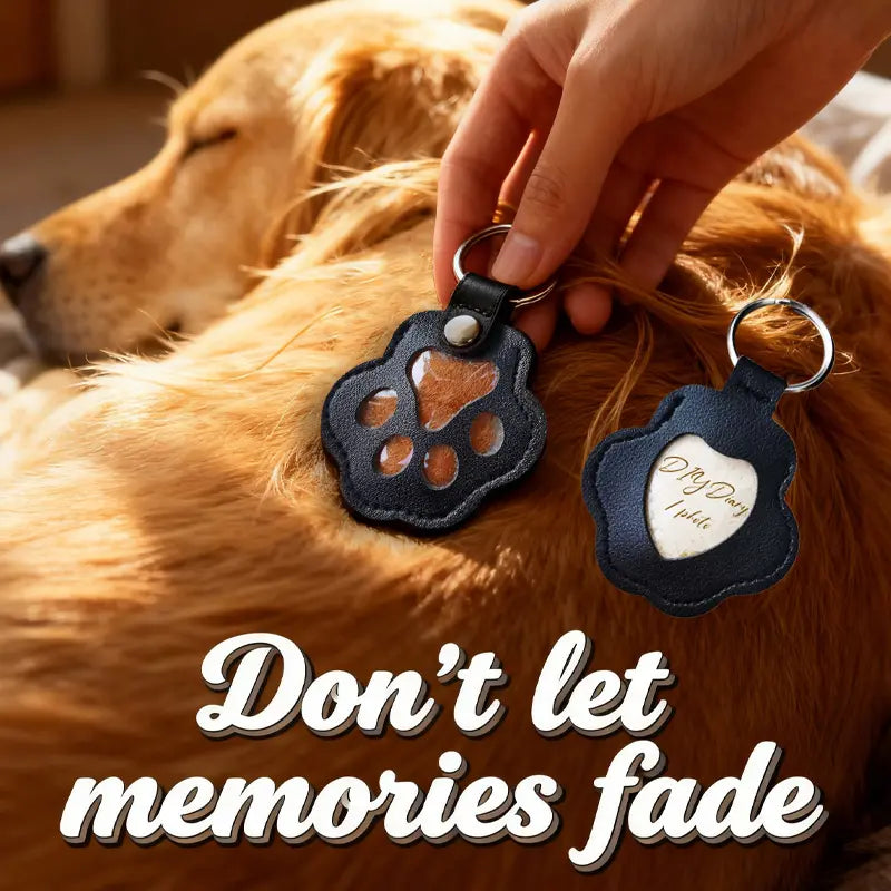 Small Pet Memorial 2-in-1 Leather Fur Holder Charm - Handmade Heart Keychain, Buckle, Durable Lightweight The Memory Keeper with Photo Slot for Cat/Dog Fur Lovers (Everyday Commemorative Gift)
