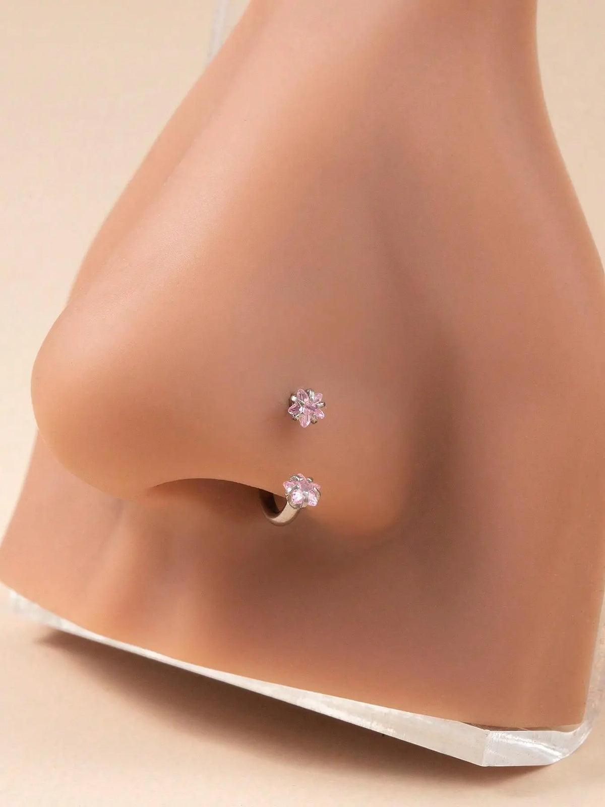 Elegant Double Star Sparkling Zirconia Inlays Nose Rings Hoops, Stainless Steel Body Piercing Jewelry, Body Jewellery for Women, Suitable for Daily Wear, Perfect for Parties & Gifts