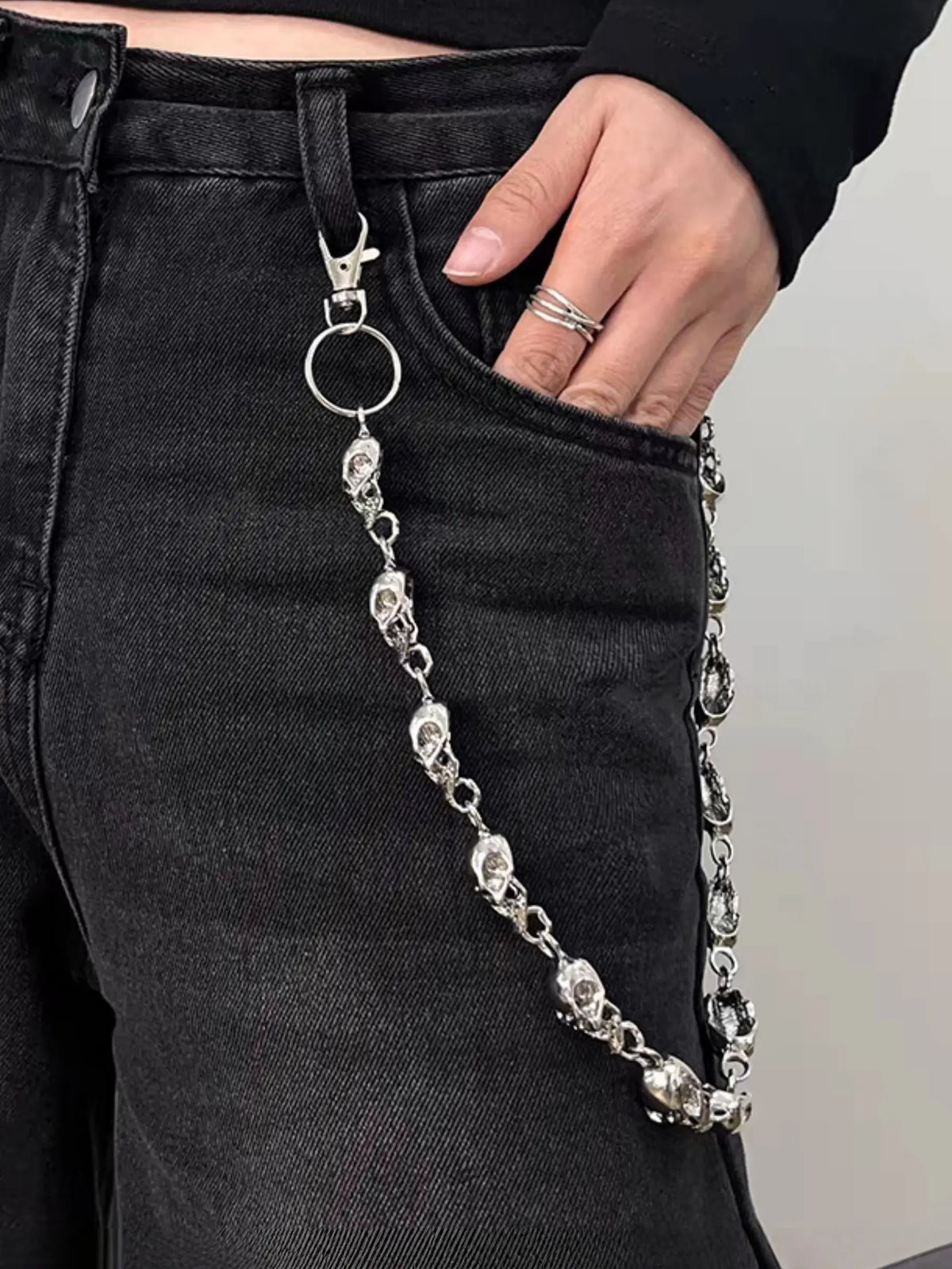 Pants Chain Waist Chain for Men Women,Biker Skull Chain Wallet,Long Cool EMO Punk Trousers Pocket Belt Key Chains for Hip Hop Rock Jean Gothic Clothing Accessories, Chain Accessory