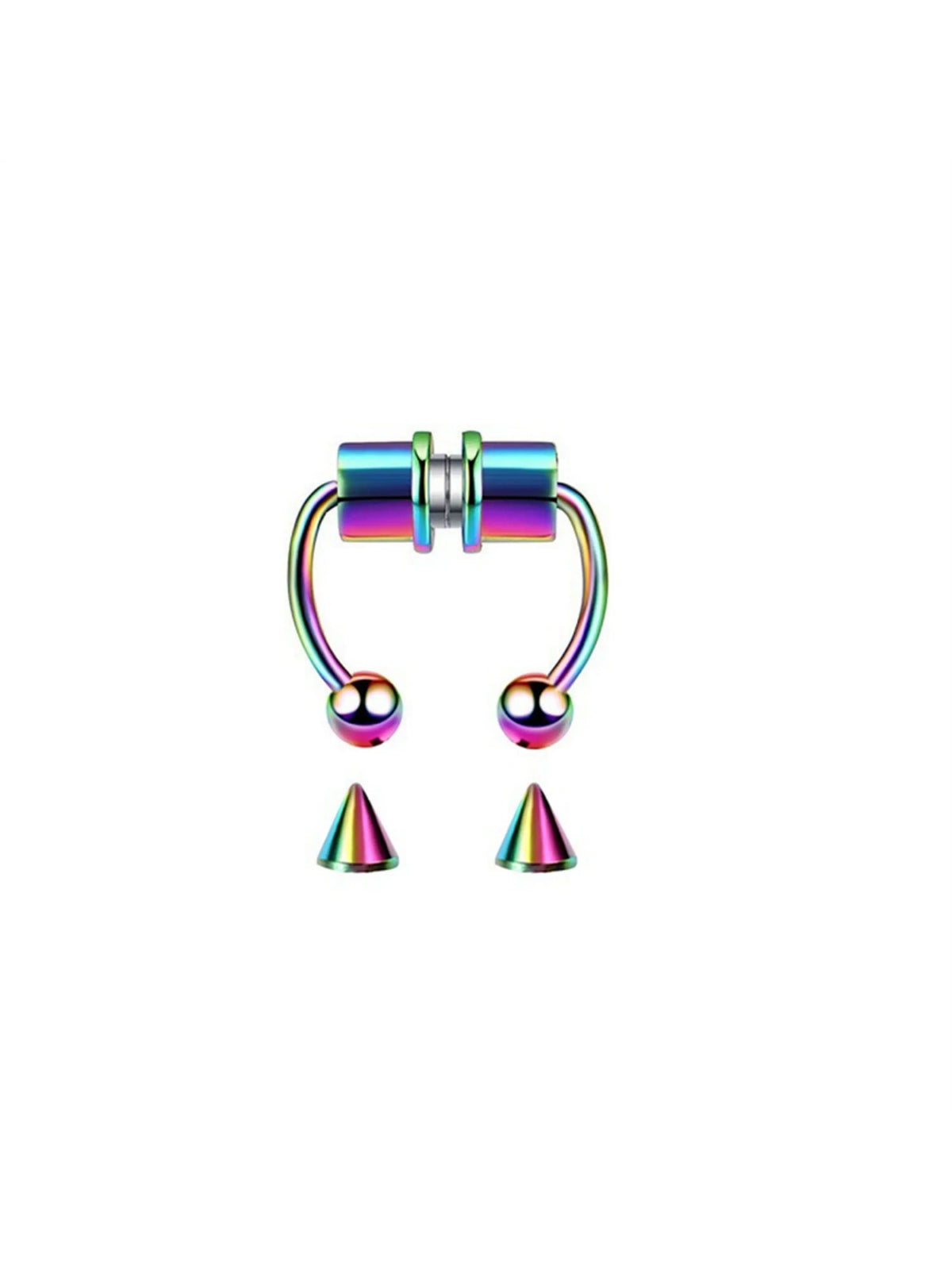 Women Fake Septum Nose Ring, Magnetic Stainless Steel Nose Clip, Rock Hiphop Style Fashion Body Jewelry, Fake Piercings