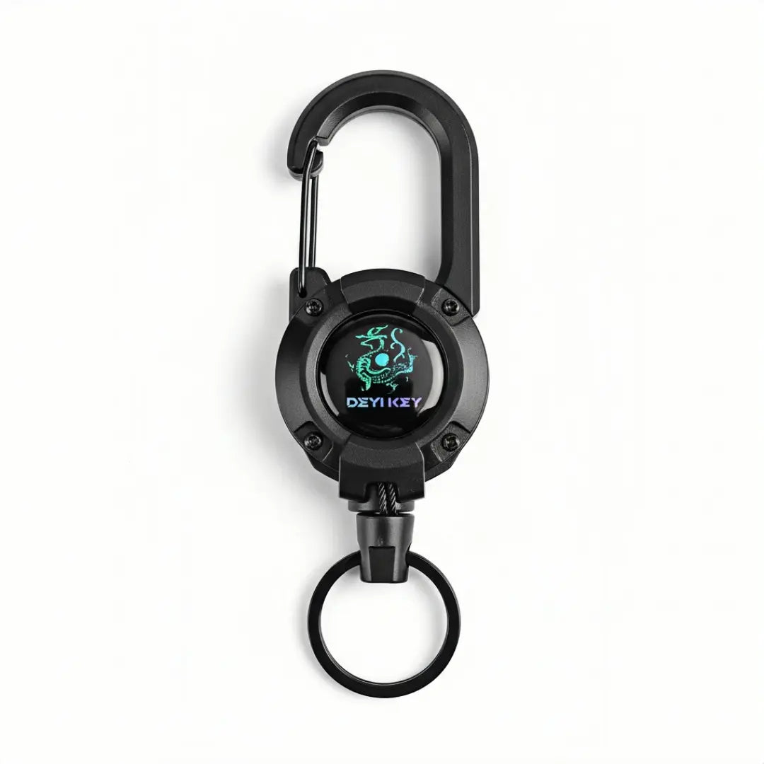 Unisex Retractable Carabiner Keychain Accessory - 64cm Steel Wire Cable, Heavy-Duty Anti-Loss Security Tool, Clip-On Belt Clip, Chain-Attached EDC for Sports, Outdoor Activities