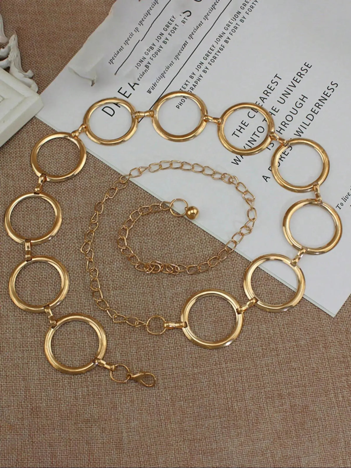 Women's Punk Style Geometric Ring Linked Body Chain, Fashion Body Jewelry for Parties & Daily Wear, Trendy Versatile & Exquisite Jewelry for Birthday Gifts