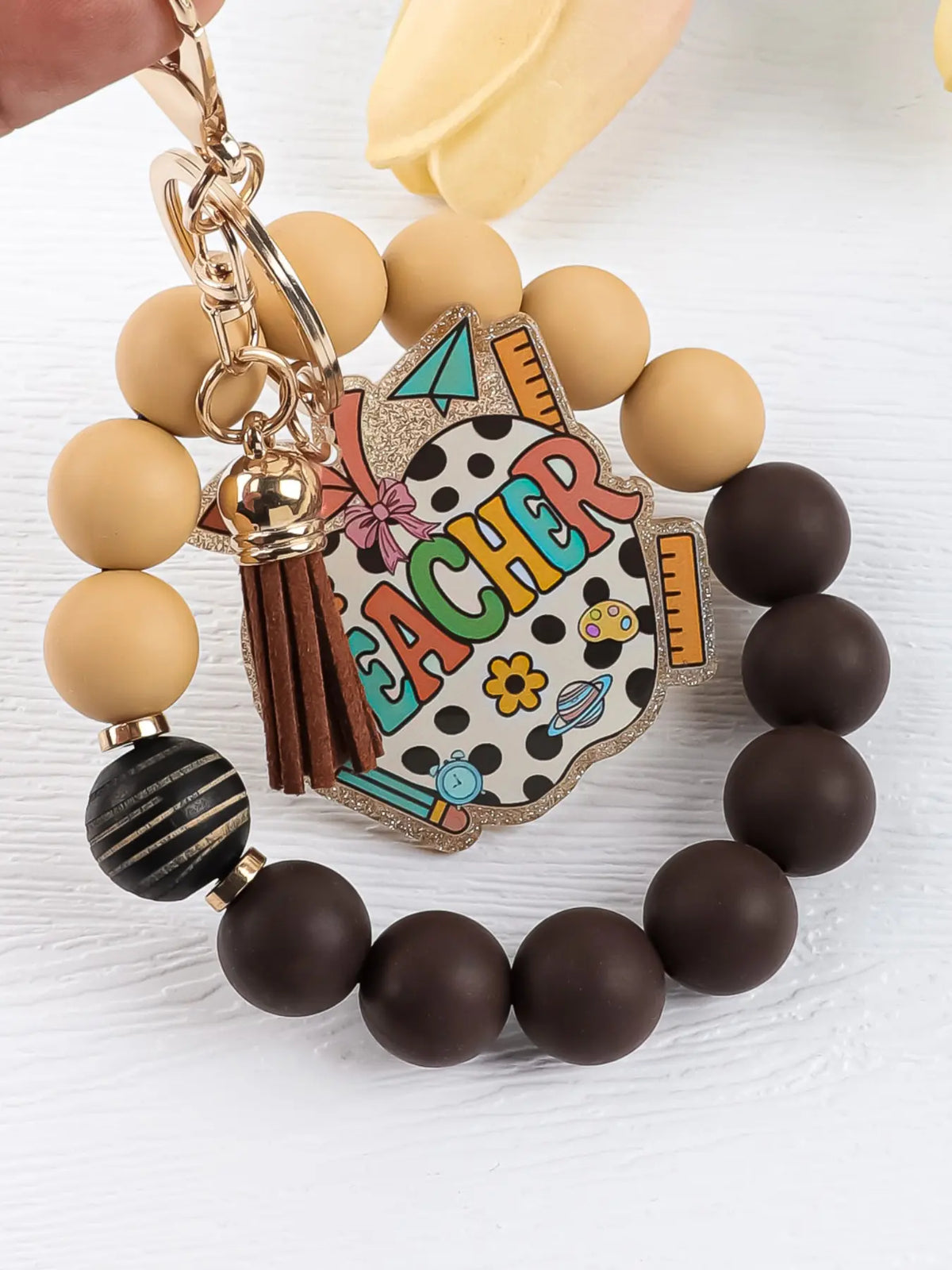 Christian Bible Cross Keychain, Mother's Day Gift for Mom, Faith Beaded Wristlet Keychain, Religious Boho Bag Charm, Key Charms, 1 Count