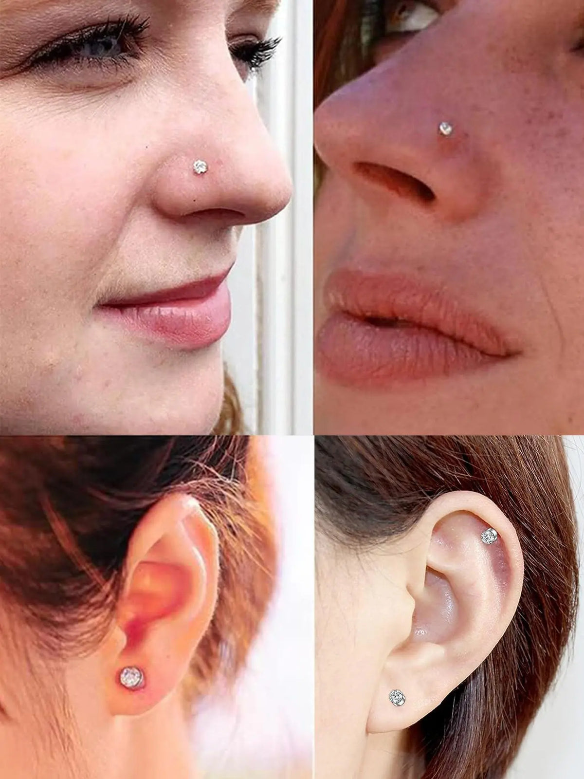 6pcs Unisex Punk Style Rhinestone Nose Rings Set, Nose Rings Hoops, Trendy Simple Nose Rings, Fashionable Body Jewelry for Men & Women for Party Decoration, Nose Piercing Jewelry
