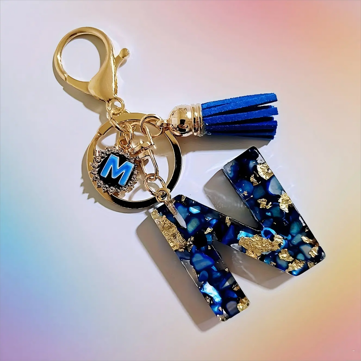 Women's Boho Alloy Alphabet Resin Letter Keychain - Aesthetic Keychain, Evil Eye Graphic, Tassel Accent, Bag Chains, Bag Charm Styling, Car & Purse Accessory
