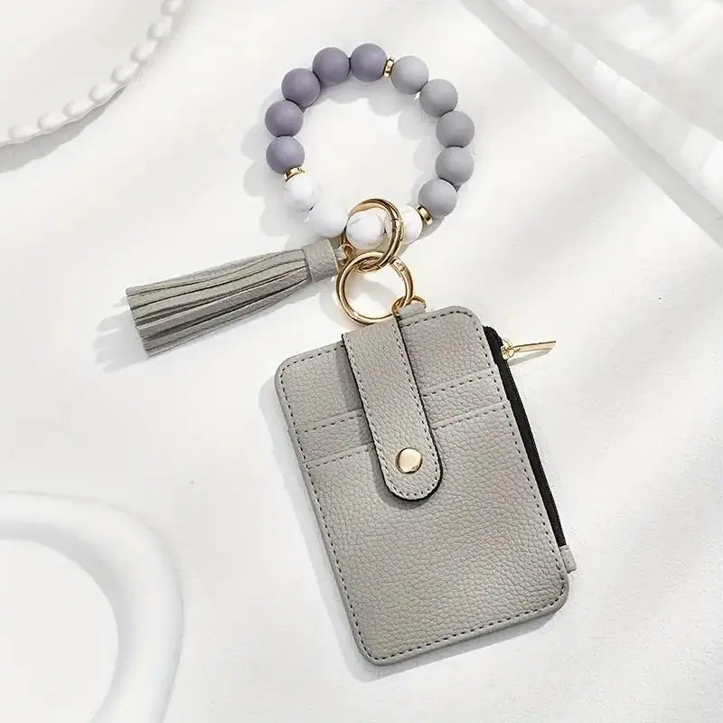 Holeapmo Boho Style Beaded & Tassel Decor Keychain, Fashionable Silicone Beaded Keychain for Women & Girls, Trendy All-match Keychain for Birthday Gift