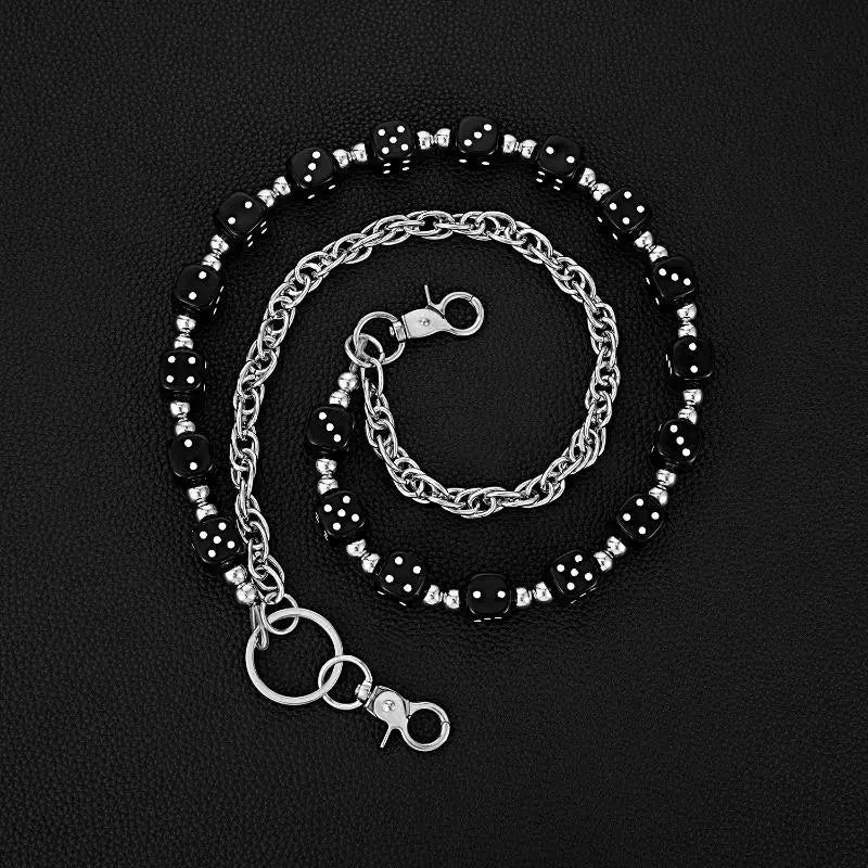 Unisex Punk Hip Hop Waist Chain - Double-Layer Acrylic Fiber Dice Punk Pant Accent, Funky Fashion Body Jewelry, Anniversary Gift Chain Accessory for Pants