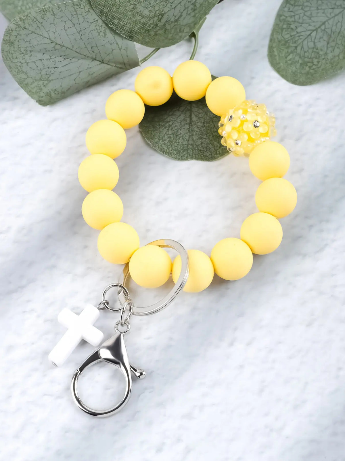 Macaron Cross Beaded Bracelet Keychain, Cute Keychains, Matching Tassel Pendant, Soft Beads Design, Perfect Gift for Friends and Mom, Easter and Thanksgiving Gifts