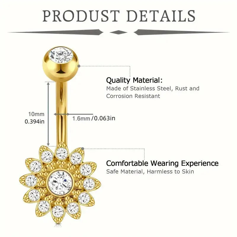 14G Belly Button Ring 7PCs/set Belly Button Piercing Stainless Steel Belly Rings