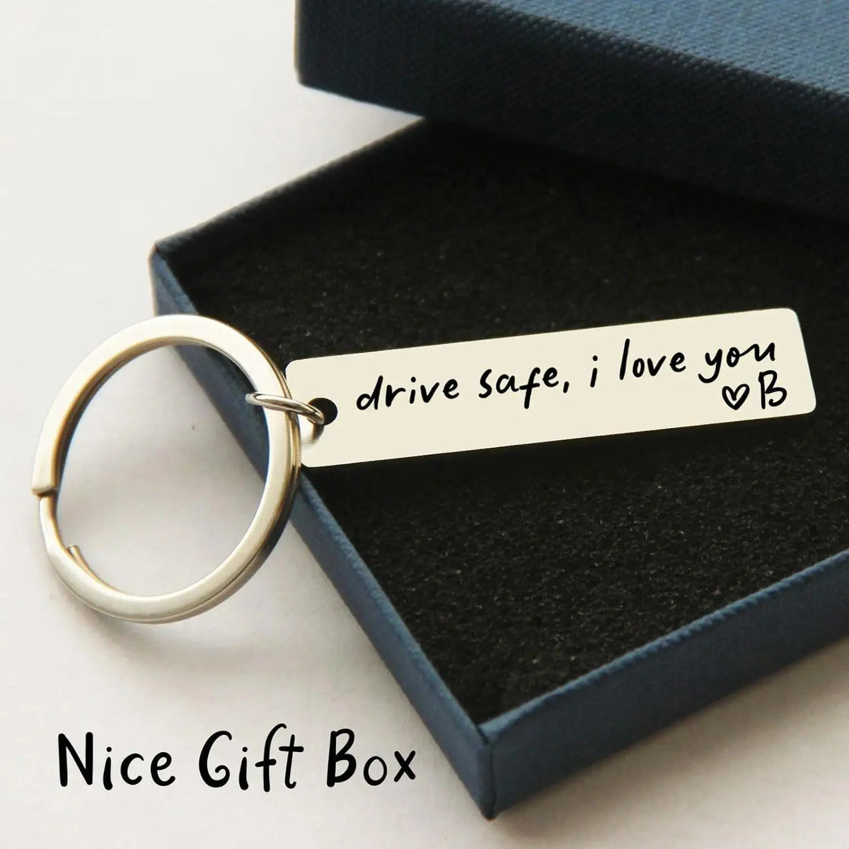 Drive Safe I Love You Initial Personalized Stainless Steel Keychains – Romantic Valentine's Gift, Keychains for Women & Men, Keychain for Car Keys, Thoughtful New Driver Gift