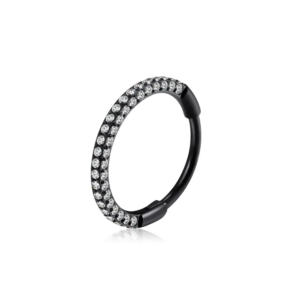 Titanium Triple Sided Micro Gem Hinged Nose Hoop Beauty Mark Jewelry