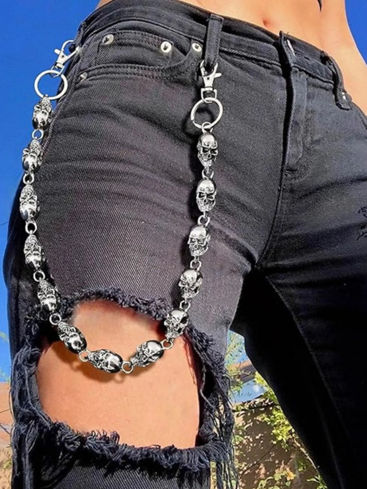 Pants Chain Waist Chain for Men Women,Biker Skull Chain Wallet,Long Cool EMO Punk Trousers Pocket Belt Key Chains for Hip Hop Rock Jean Gothic Clothing Accessories, Chain Accessory
