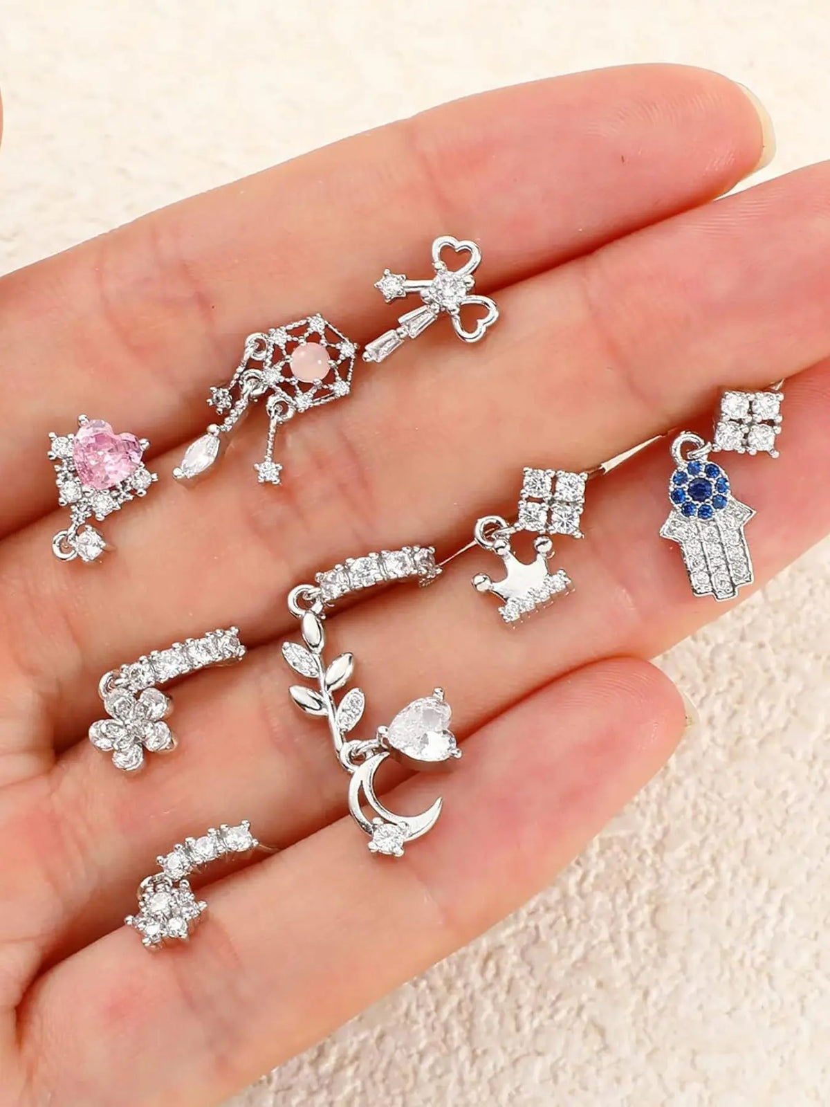 Heart & Star Design Nose Rings, L Shaped Stud Nose Piercing Jewelry, Fashion Body for Women & Girls, Spiral Nose Ring, Nose Rings Studs, Nose Rings Set, Body Jewellery