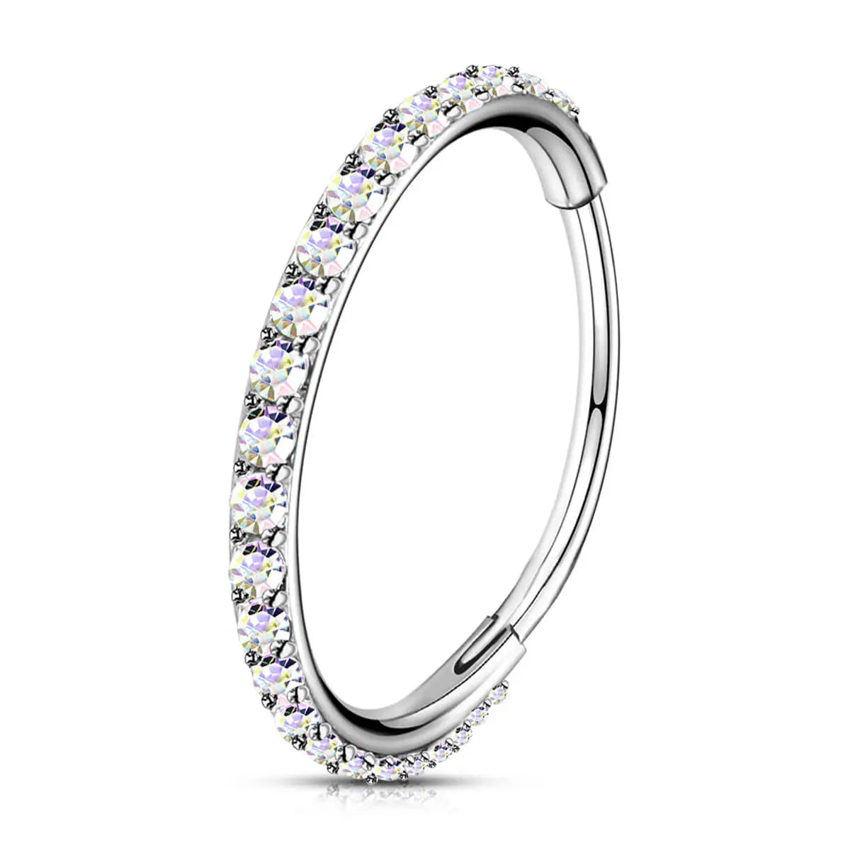 Oufer 20G Hinged Segment Micro Gem Nose Hoop Ring Gift Choice- 316L Stainless Steel