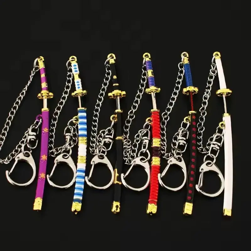 9cm One Piece Keychain Zoro With Anti-Lost Chain Metal Sword Model Gift For Anime Cosplay Charms Keyring Backpack Pendant, Keychain Accessories, Aesthetic Keychain, Anime Merchandise, Role Play Keychain Included Metal Keychains