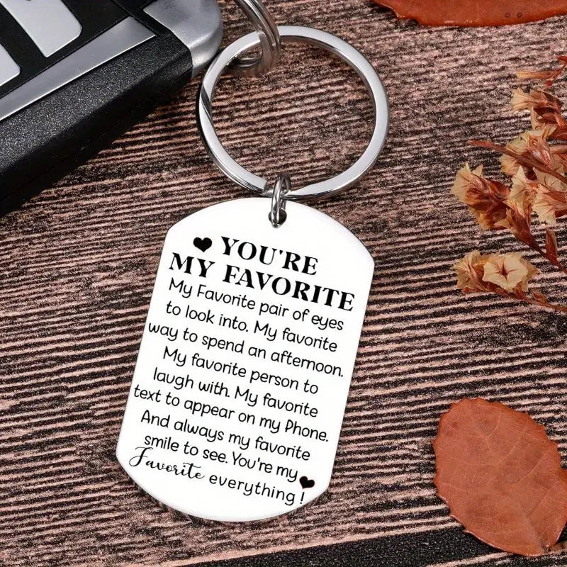 Unisex 2-Piece Engraved Heart Keychain Set with Love Messages, Fashion Costume Jewelry Accessory, Boyfriend Gift for Valentine’s Day Anniversary
