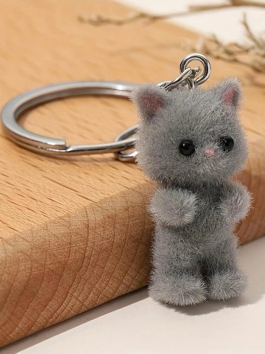 Cute Cat Design Keychain, Fuzzy Keychain, Trendy Cute Keychain, Cute Keychain Accessory for Car Keys for Women & Men, Fashion Accessories for Bag Backpack Wallet Pendants Decor