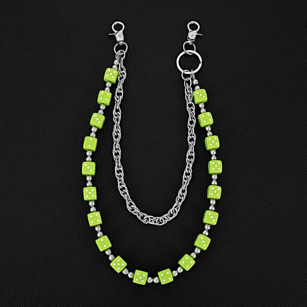 Unisex Punk Hip Hop Waist Chain - Double-Layer Acrylic Fiber Dice Punk Pant Accent, Funky Fashion Body Jewelry, Anniversary Gift Chain Accessory for Pants