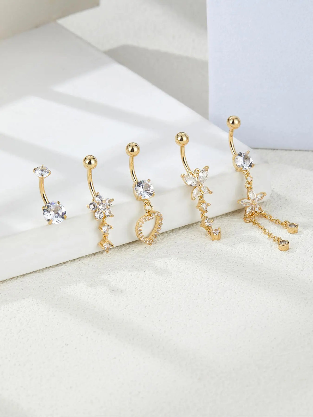 Women's Elegant Rhinestone Decorated Belly Rings, Navel Piercing Jewelry, Trendy Belly Button Jewelry, Fashion for Daily Wear & Party, Versatile Exquisite Jewelry, Ideal Birthday Gift, Belly Piercings