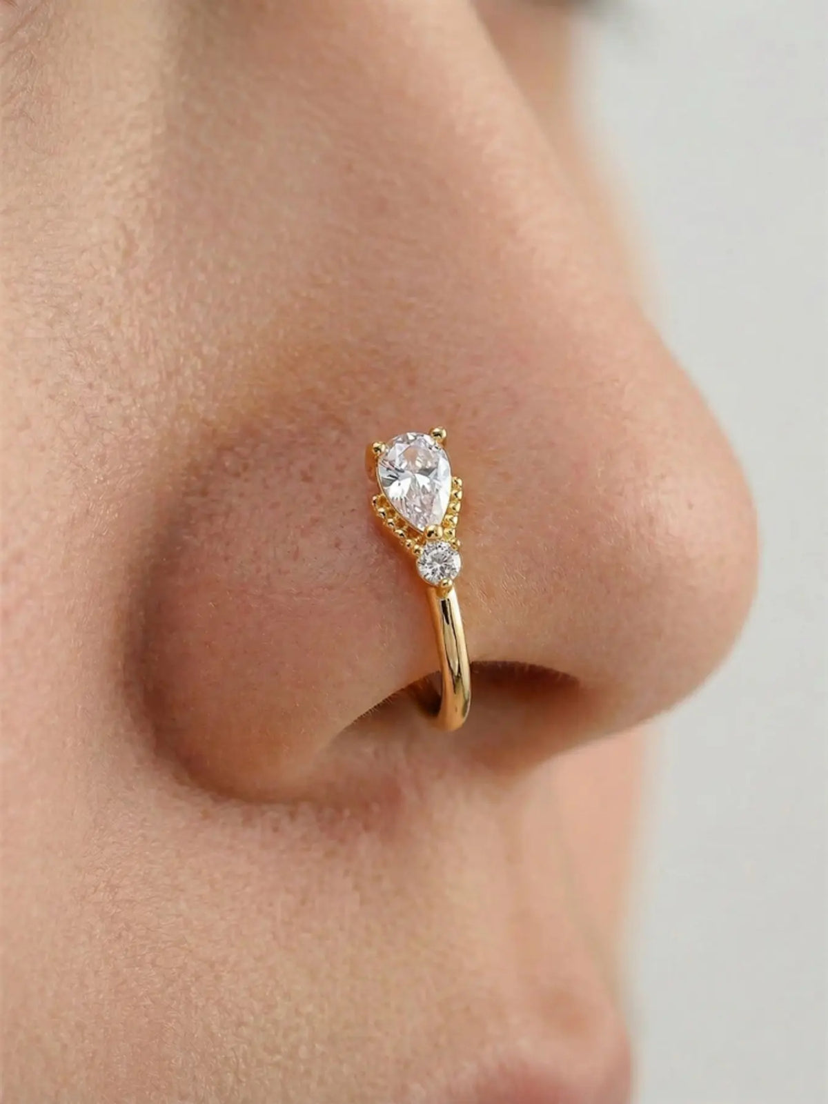 5 Piece Vintage Body Jewelry Synthetic Zircon Nose Rings Set, Butterfly Snake Arrow Geometric Design, No Piercing Needed, Perfect for Daily Wear, Sparkling Zircon Inlay, Body Jewellery
