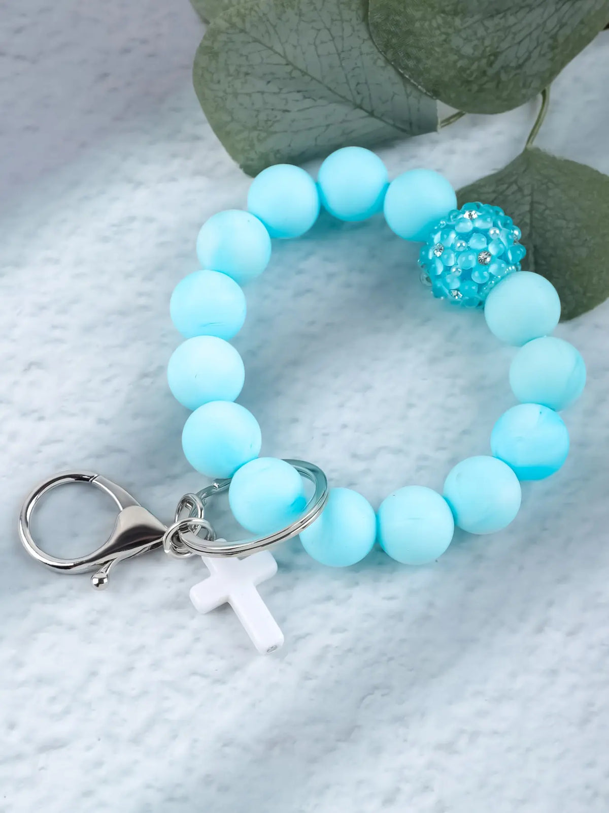 Macaron Cross Beaded Bracelet Keychain, Cute Keychains, Matching Tassel Pendant, Soft Beads Design, Perfect Gift for Friends and Mom, Easter and Thanksgiving Gifts