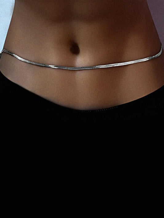 Minimalist Temperament Plain Stainless Steel Waist Chain, Stylish All-match Adjustable Strap Waist Chain, New Fashion Exquisite Body Jewelry, Body Accessory, Body Chains, Accessible