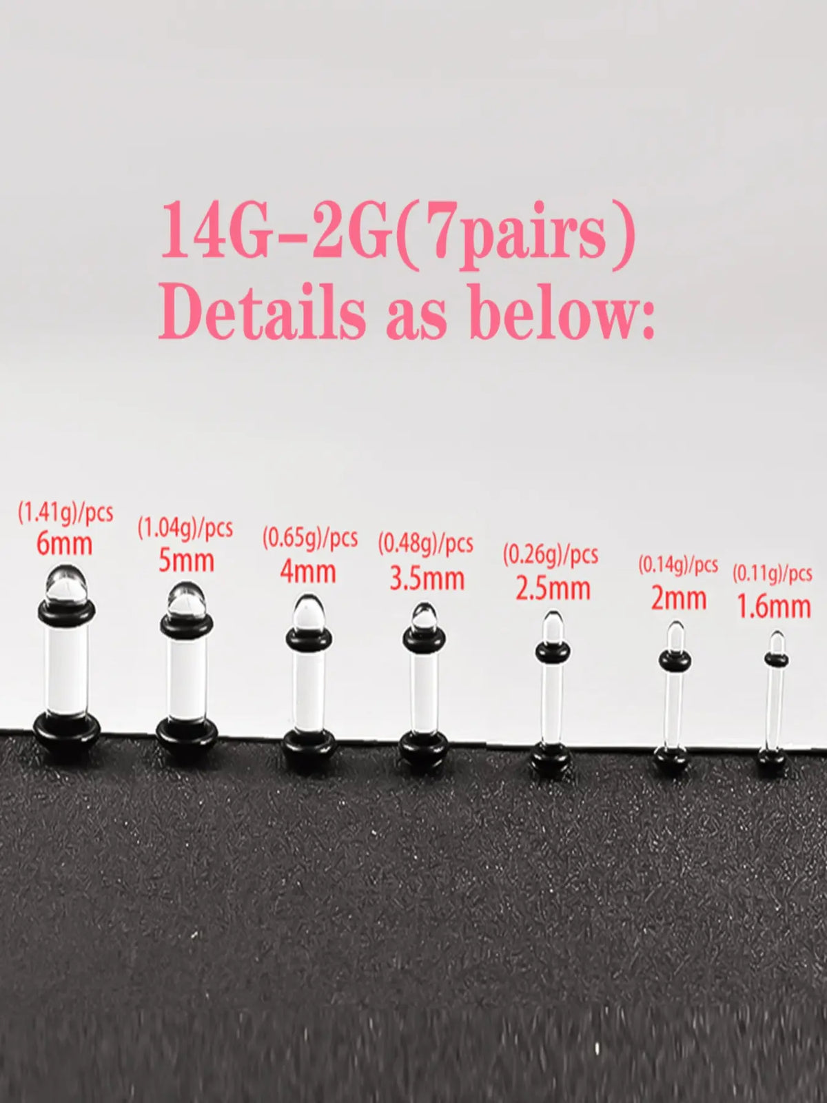 vanku Glass Ear Gauges Plugs Set (10/16/18pcs), Comfy Dead Stretching Plugs with Rubber Rings Ear Gauge Tunnels