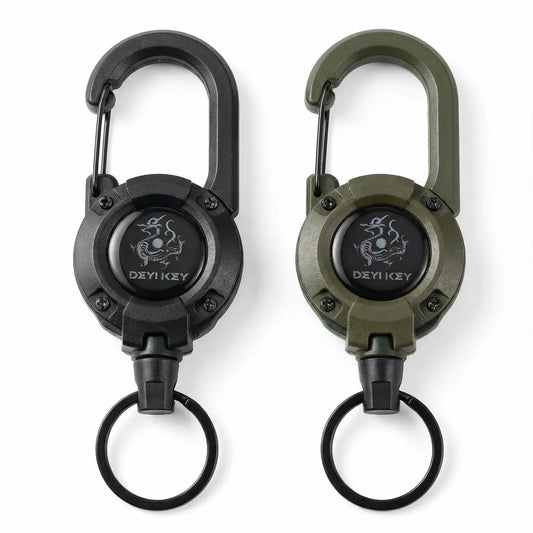 Unisex Retractable Carabiner Keychain Accessory - 64cm Steel Wire Cable, Heavy-Duty Anti-Loss Security Tool, Clip-On Belt Clip, Chain-Attached EDC for Sports, Outdoor Activities