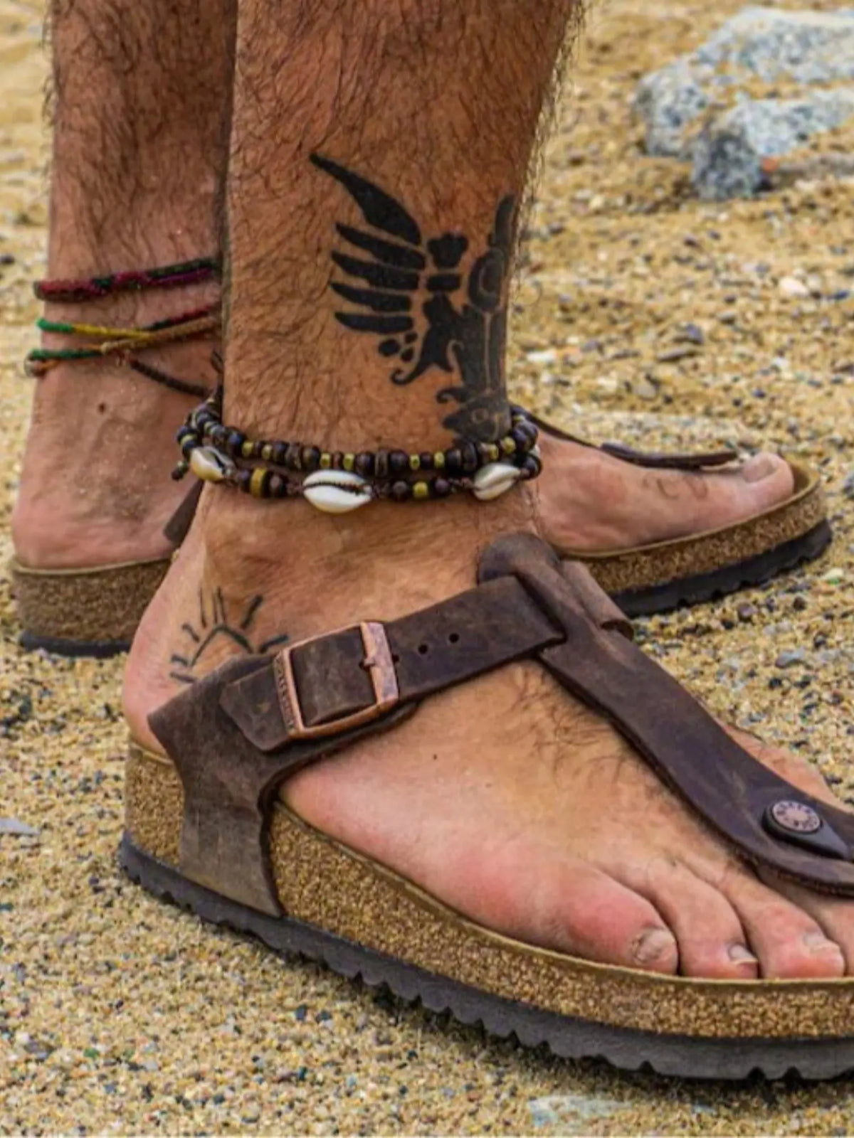 Boho Ethnic Shell Wood Bead Coconut Shell Beaded Anklet, Adjustable Woven Beach Vacation Bracelet, Men's Fashion Jewelry