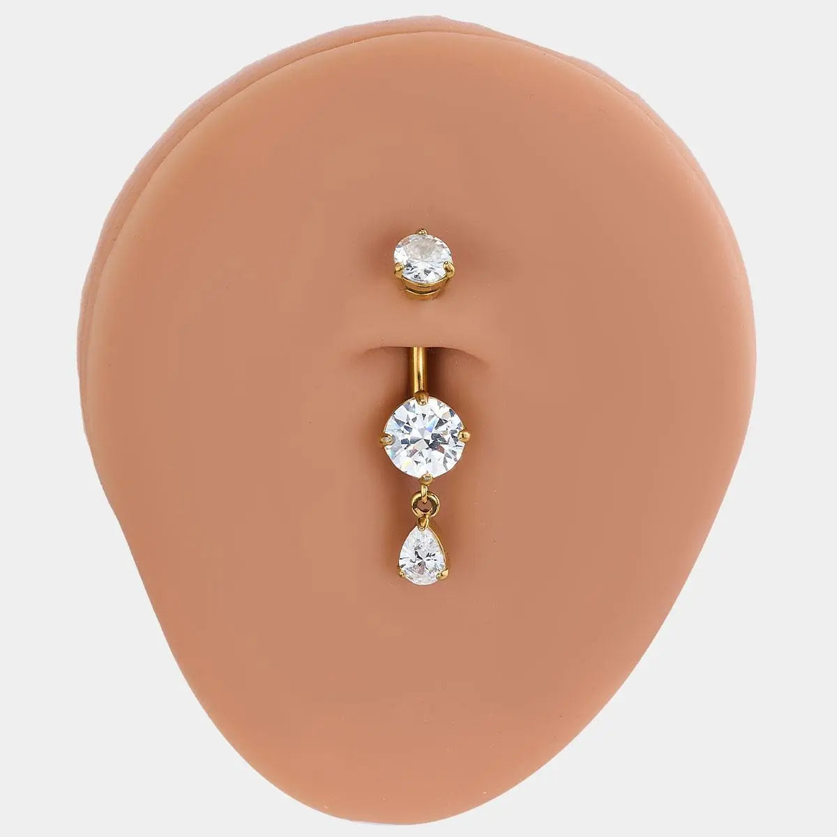 OUFER 14G Rhinestone Dangle Navel Piercing Belly Button Ring, Non Tarnish Stainless Steel Women's Body Jewelry Accessory, Navel Piercing Jewelry