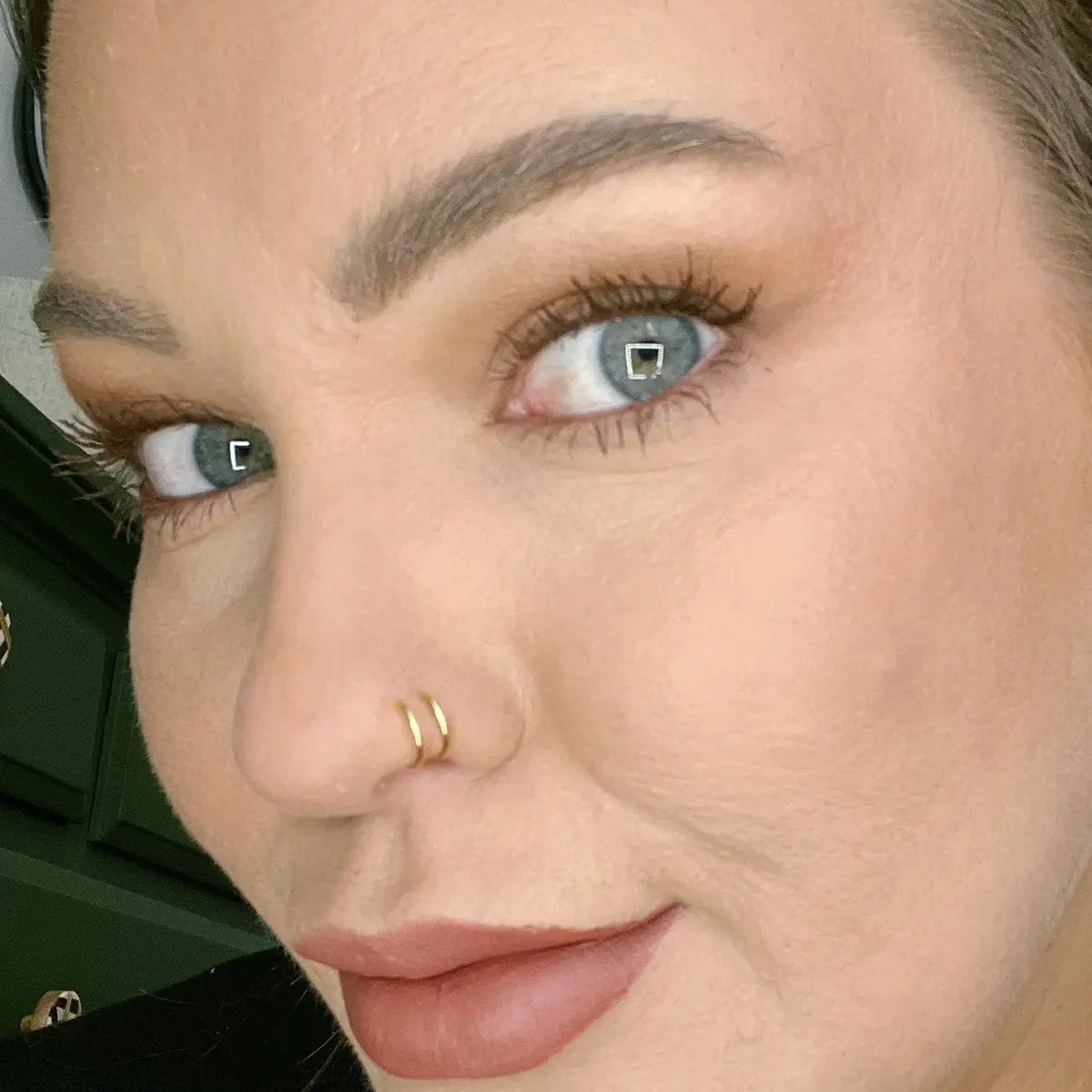Faux Double Ring Unisex Handmade Piercing Hoop, Adjustable for Nose Septum Conch Earlobe Areas