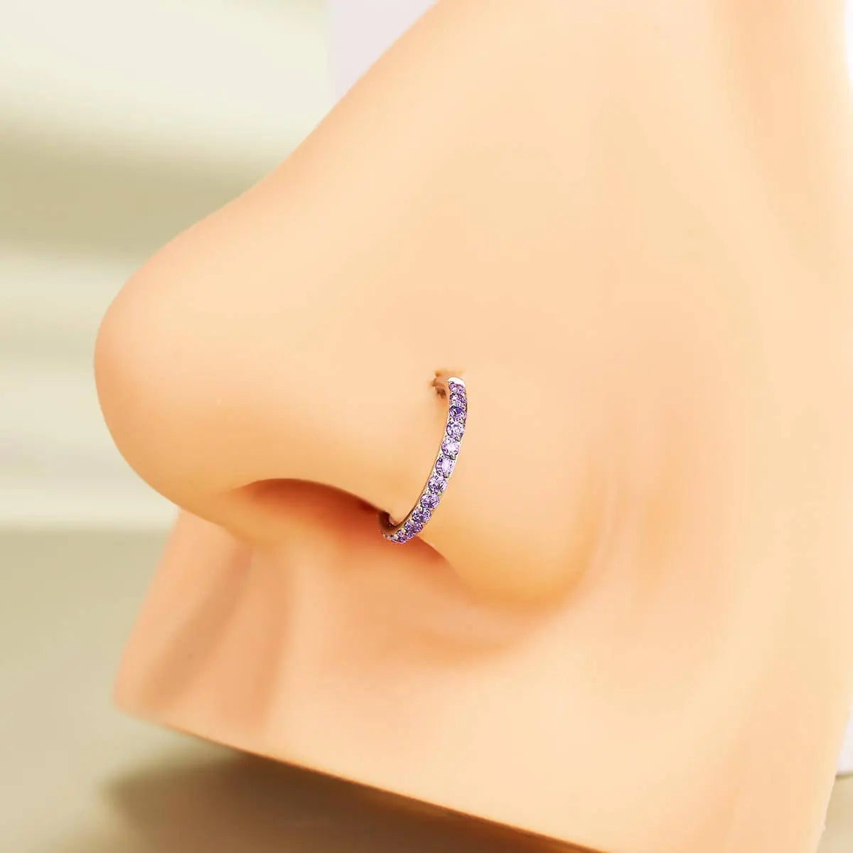 Oufer 20G Hinged Segment Micro Gem Nose Hoop Ring Gift Choice- 316L Stainless Steel