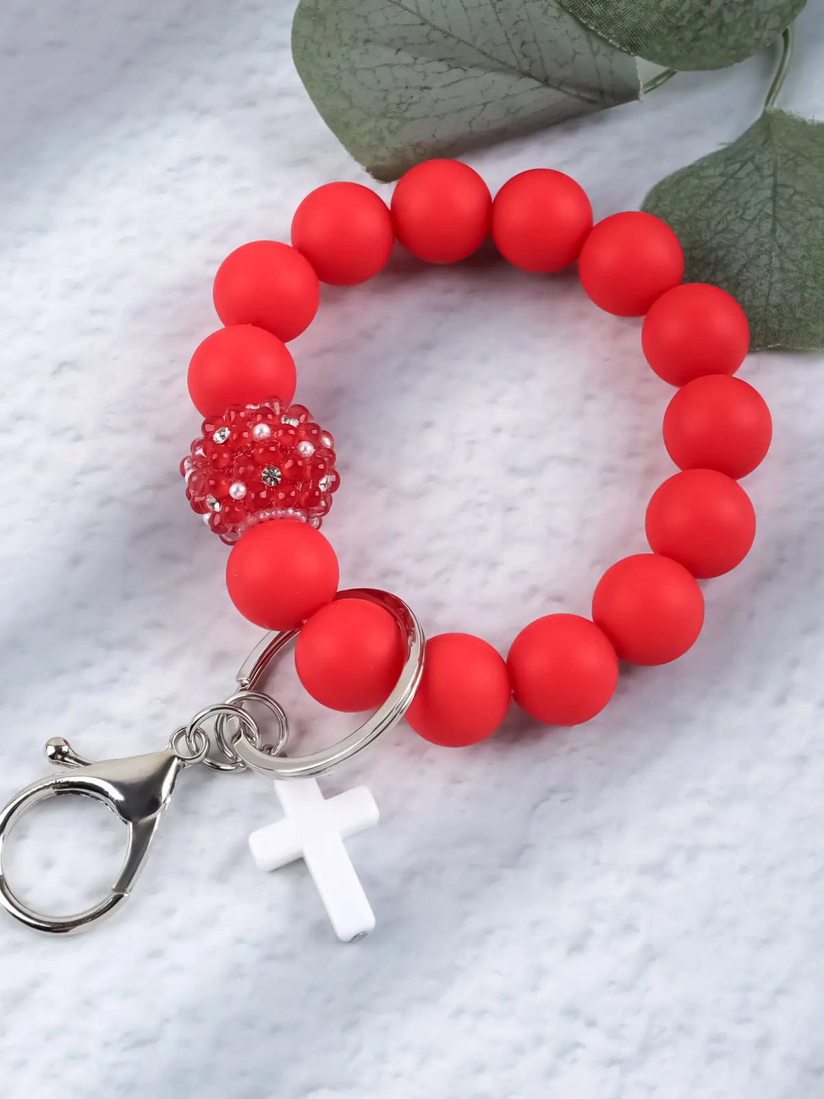 Macaron Cross Beaded Bracelet Keychain, Cute Keychains, Matching Tassel Pendant, Soft Beads Design, Perfect Gift for Friends and Mom, Easter and Thanksgiving Gifts